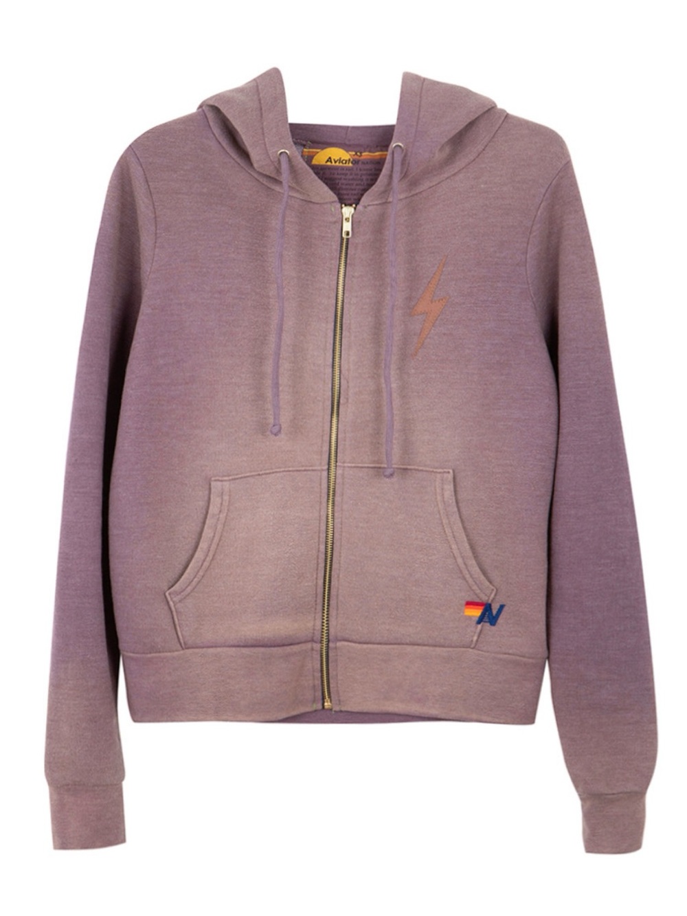 Aviator Nation Bolt Stitch 2 Zip Hoodie in Faded Mocha XS - Picture 2 of 15
